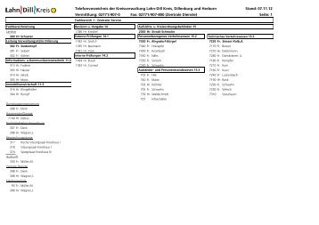 Telefonverzeichnis der Kreisverwaltung Lahn-Dill Kreis, Dillenburg