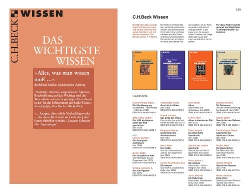 Geschichte, Kulturgeschichte, Zeitgeschichte - Verlag C. H. Beck oHG