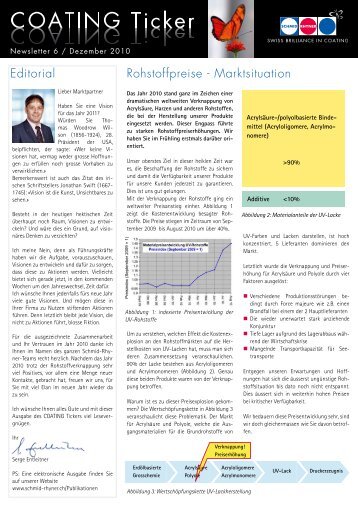 Editorial Rohstoffpreise - Marktsituation - Schmid Rhyner