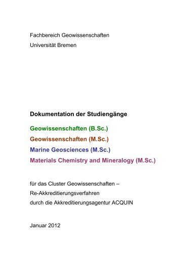 M.Sc. - Fachbereich Geowissenschaften der Universität Bremen