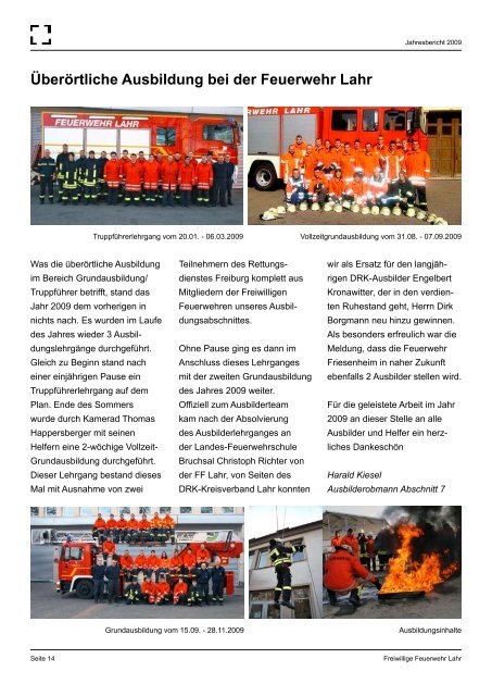 Jahresbericht 2009 der Feuerwehr Stadt Lahr ... - Feuerwehr Lahr