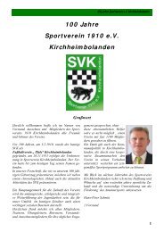 Grußwort 100 Jahre Sportverein 1910 eV Kirchheimbolanden