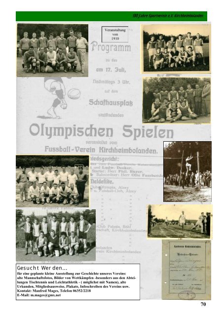 Grußwort 100 Jahre Sportverein 1910 eV Kirchheimbolanden