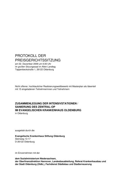PROTOKOLL DER PREISGERICHTSSITZUNG - Competitionline