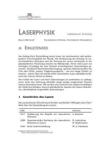 LASERPHYSIK - Universität Osnabrück