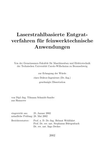 Laserstrahlbasierte Entgrat - Technische Universität Braunschweig