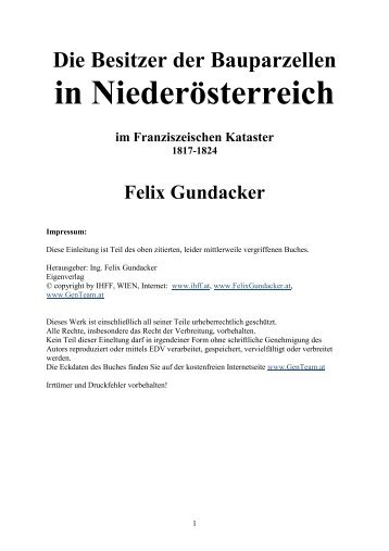 Die Besitzer der Bauparzellen im - Ing. Felix Gundacker Genealoge