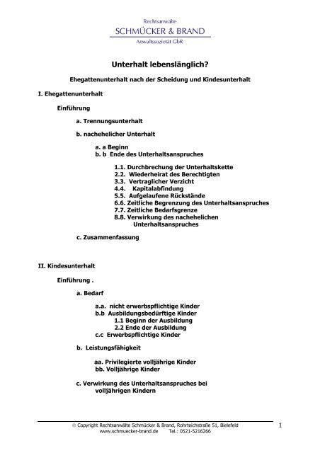 Unterhalt Lebenslanglich Rechtsanwalt Schmucker
