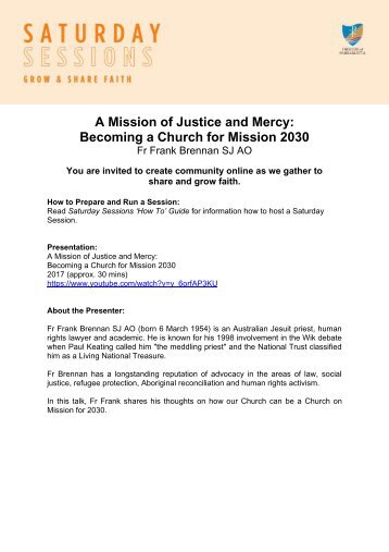 A Mission of Justice and Mercy: Becoming a Church for Mission 2030