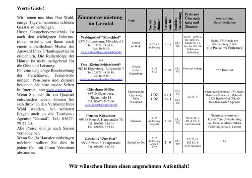 Wir wünschen Ihnen einen angenehmen Aufenthalt!