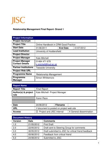 Online Handbook in CRM Good Practice - CETIS Wiki - JISC CETIS