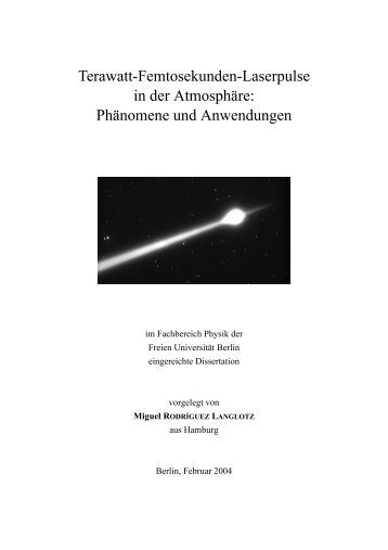 Terawatt-Femtosekunden-Laserpulse in der Atmosphäre - teramobile