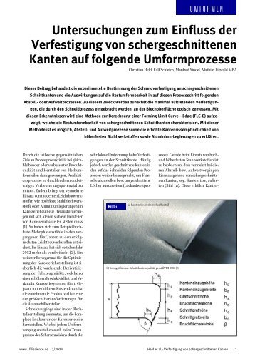 Untersuchungen zum Einfluss der Verfestigung von ... - Umformtechnik