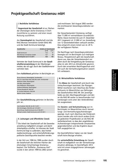 Beteiligungsbericht 2011 / 2012 - Dortmund.de