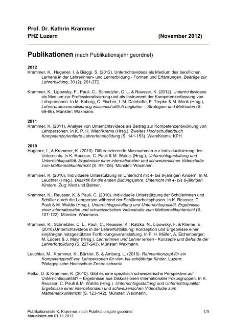 Publikationen - PHZ Luzern - Pädagogische Hochschule ...
