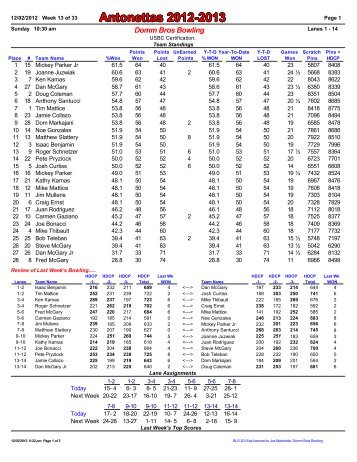 Custom PDF Report - Domm's Bowling