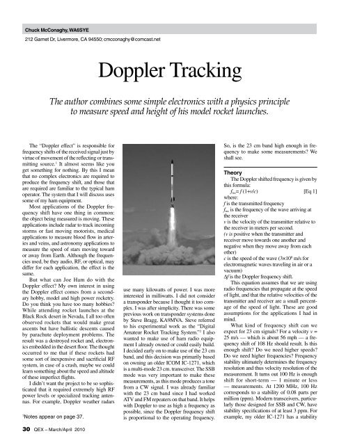 Doppler Tracking - ARRL