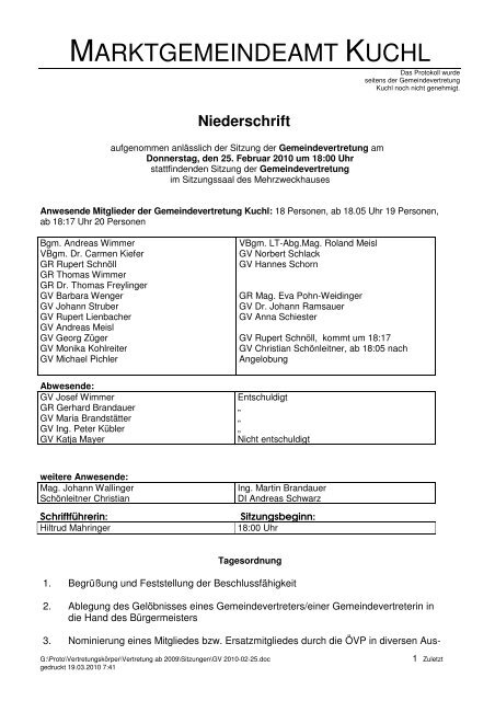 Niederschrift - SPÖ Kuchl