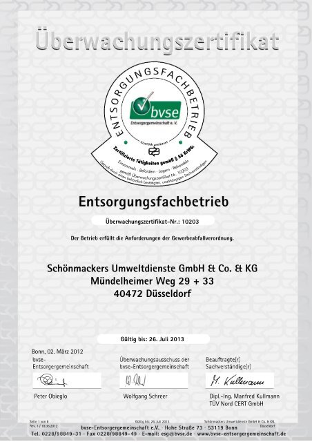 Schönmackers Umweltdienste GmbH & Co. & KG Mündelheimer ...