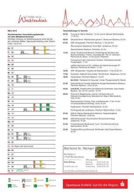 Veranstaltungs und Entsorgungskalender 2012 - in der Gemeinde ...