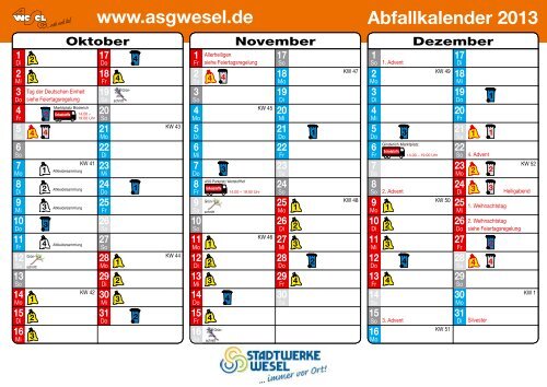 Abfallkalender 2013 - ASG Wesel