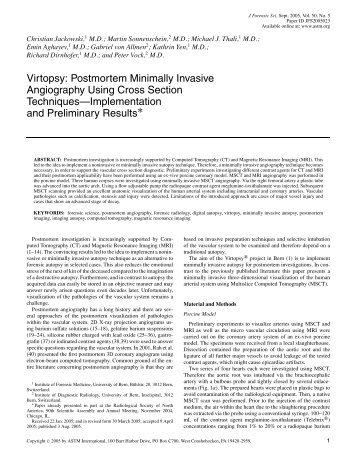 Virtopsy: Postmortem minimally invasive angiography using ... - Library