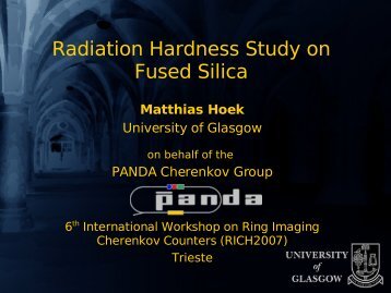 Radiation Hardness Study on Fused Silica - University of Glasgow