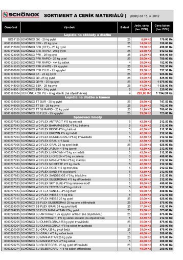 Ceník SCHÖNOX 2012 - Detalon