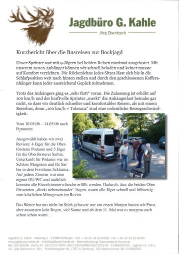 Bockjagd in Polen Busreise – Reise im Luxusbus nach - Jagdbüro G ...