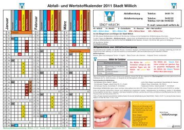 Abfall- und Wertstoffkalender 2011 Stadt Willich - Städtereinigung ...