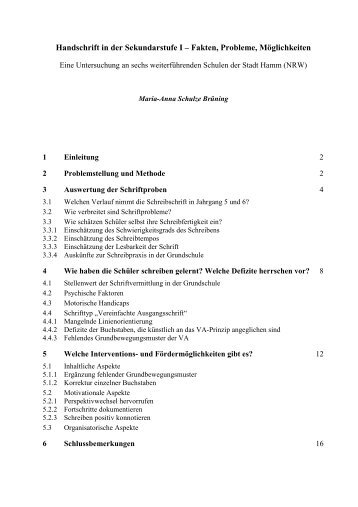 Handschrift in der Sekundarstufe I – Fakten, Probleme ...