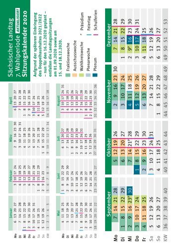 Sitzungskalender 2020 - geändert