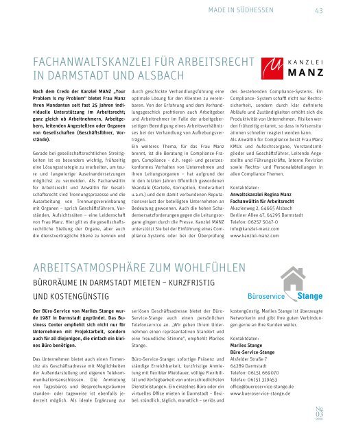 M das Magazin für Wirtschaft und Gesellschaft - Darmstadt No. 03 2020