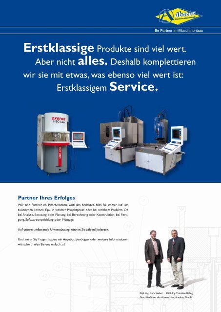 Imagebroschüre der Abacus Maschinenbau GmbH