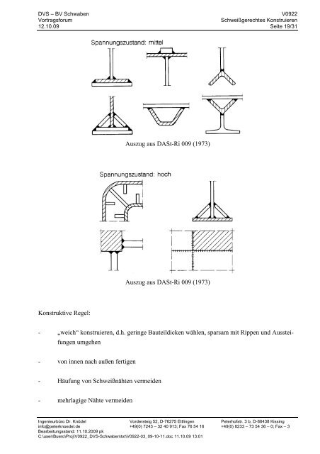 Schweißgerechtes Konstruieren an ausgewählten Beispielen Dr.