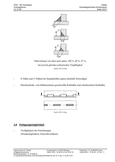 Schweißgerechtes Konstruieren an ausgewählten Beispielen Dr.