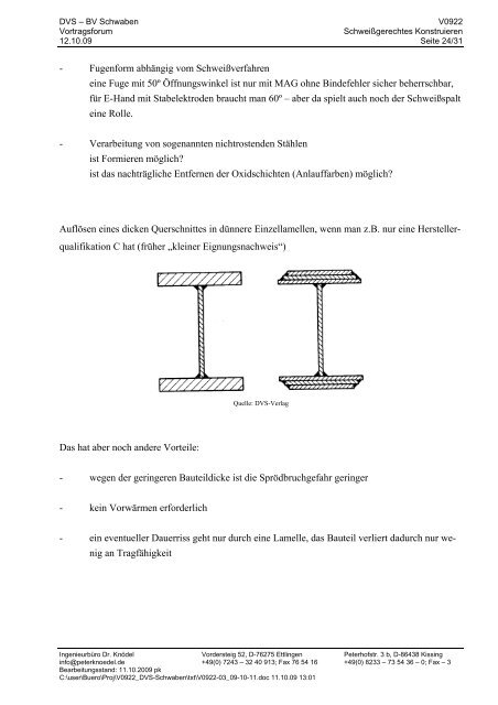 Schweißgerechtes Konstruieren an ausgewählten Beispielen Dr.