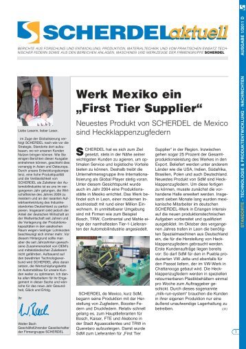 Werk Mexiko ein „First Tier Supplier“ - Scherdel GmbH