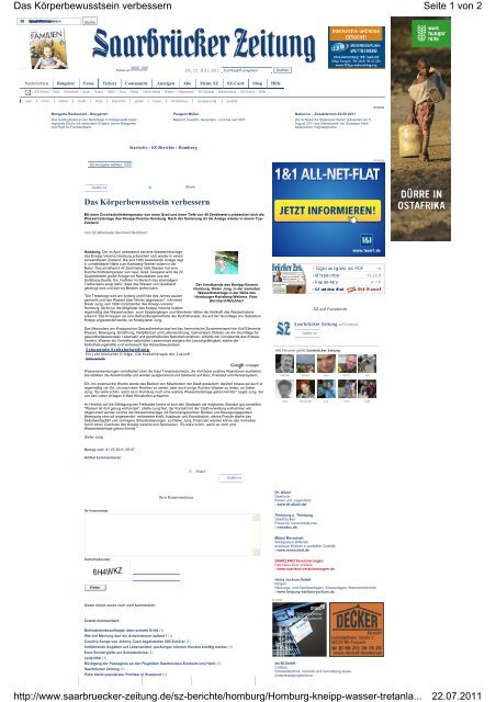 Saarbrucker Zeitung Kneipp Bund E V