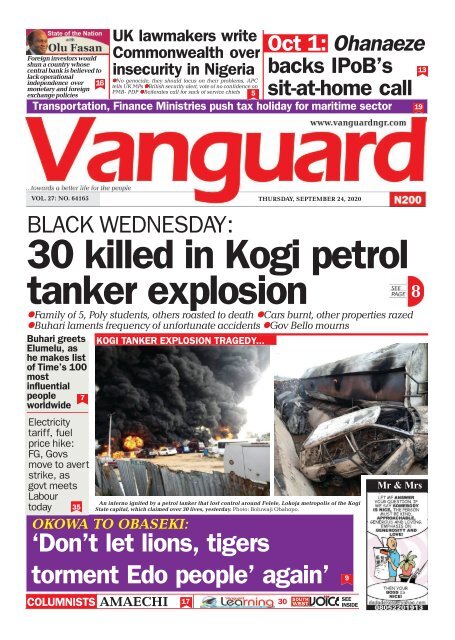 24092020 - BLACK WEDNESDAY: 30 killed in Kogi petrol tanker explosion