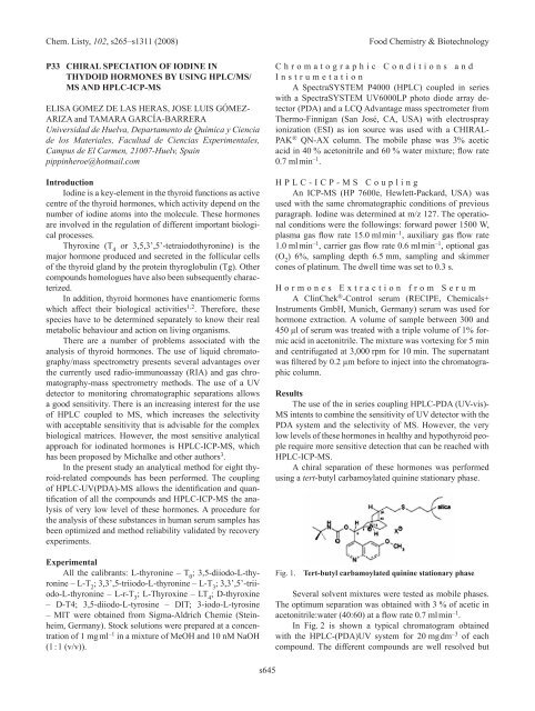 3. FOOD ChEMISTRy & bIOTEChNOLOGy 3.1. Lectures