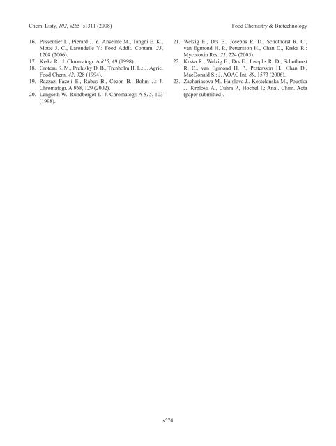 3. FOOD ChEMISTRy & bIOTEChNOLOGy 3.1. Lectures