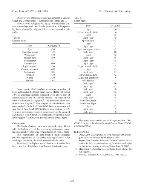 3. FOOD ChEMISTRy & bIOTEChNOLOGy 3.1. Lectures