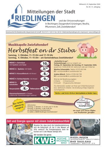 Amtliches Mitteilungsblatt Riedlingen 23.09.2020