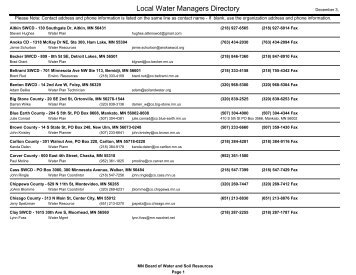 Local Water Managers Directory - Minnesota Board of Water and ...