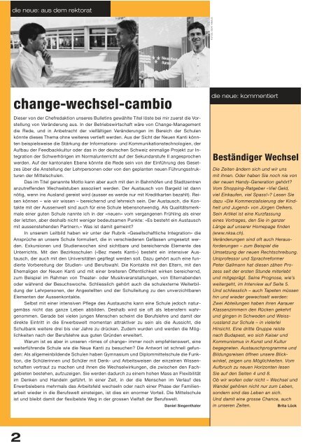 change wechsel cambio - Neue Kantonsschule Aarau