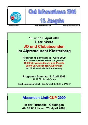 Programm Sonntag 19. April 2009 - SC Gommiswald
