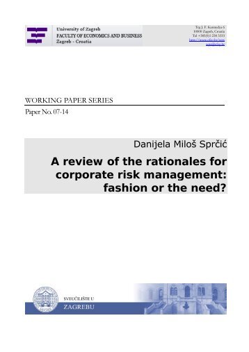 A review of the rationales for corporate risk management: fashion or ...