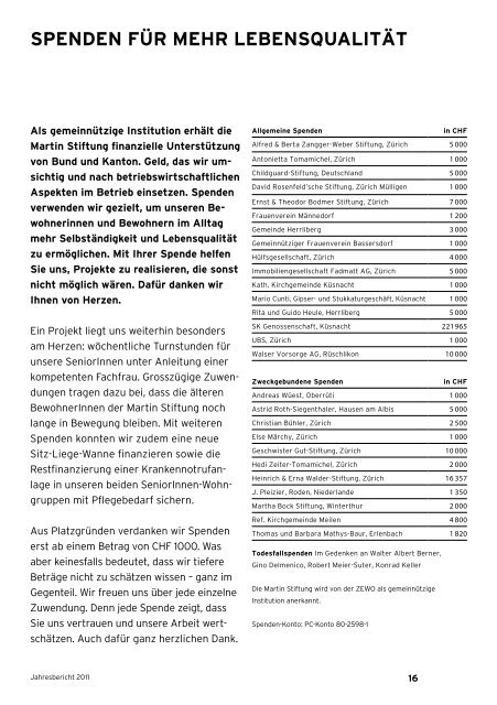 Jahresbericht 2011 der Martin Stiftung (PDF)