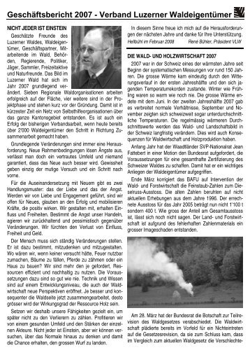 Geschäftsbericht 2007 - Verband Luzerner Waldeigentümer